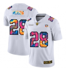 Cincinnati Bengals 28 Joe Mixon Men White Nike Multi Color 2020 NFL Crucial Catch Limited NFL Jersey