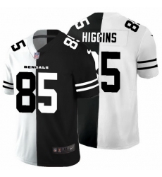 Cincinnati Bengals 85 Tee Higgins Men Black V White Peace Split Nike Vapor Untouchable Limited NFL Jersey
