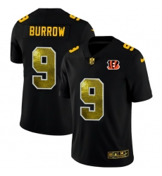Cincinnati Bengals 9 Joe Burrow Men Black Nike Golden Sequin Vapor Limited NFL Jersey