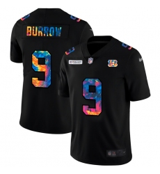Cincinnati Bengals 9 Joe Burrow Men Nike Multi Color Black 2020 NFL Crucial Catch Vapor Untouchable Limited Jersey