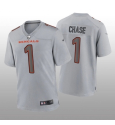 Men Cincinnati Bengals 1 Ja 27Marr Chase Gray Atmosphere Fashion Stitched Game Jersey