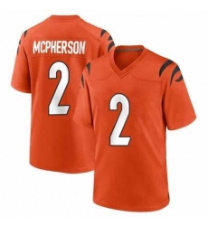 Men Cincinnati Bengals #2 Evan McPherson 2021 Orange Vapor Limited Stitched NFL Jersey
