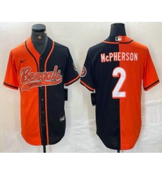 Men Cincinnati Bengals 2 Evan McPherson Orange Black Two Tone Cool Base Stitched Baseball Jersey