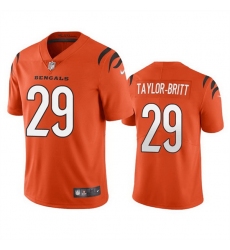 Men Cincinnati Bengals 29 Cam Taylor Britt Orange Vapor Limited Stitched Football Jersey