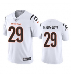 Men Cincinnati Bengals 29 Cam Taylor Britt White Vapor Limited Stitched Football Jersey