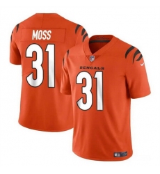 Men Cincinnati Bengals 31 Zack Moss Orange Vapor Untouchable Limited Stitched Jersey