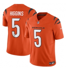 Men Cincinnati Bengals 5 Tee Higgins Orange 2023 F U S E  Vapor Untouchable Limited Stitched Jersey