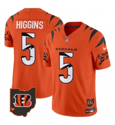 Men Cincinnati Bengals 5 Tee Higgins Orange F U S E  Special Vapor Untouchable Limited Stitched Football Jersey