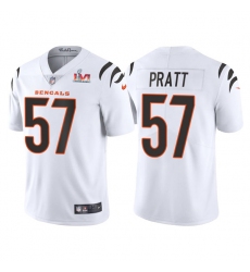 Men Cincinnati Bengals 57 Germaine Pratt 2022 White Super Bowl LVI Vapor Limited Stitched Jersey