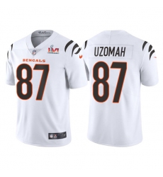 Men Cincinnati Bengals 87 C J  Uzomah 2022 White Super Bowl LVI Vapor Limited Stitched Jersey