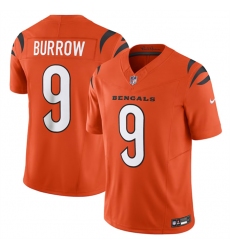 Men Cincinnati Bengals 9 Joe Burrow Orange 2023 F U S E  Vapor Untouchable Limited Stitched Jersey