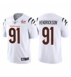 Men Cincinnati Bengals 91 Trey Hendrickson 2022 White Super Bowl LVI Vapor Limited Stitched Jersey