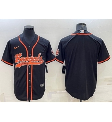 Men Cincinnati Bengals Blank Black With Patch Cool Base Stitched Baseball Jersey
