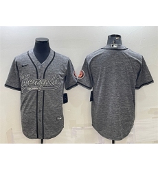 Men Cincinnati Bengals Blank Grey With Patch Cool Base Stitched Baseball Jersey