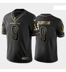 Men Nike Cincinnati Bengals 9 Joe Burrow black vapor limited jersey golden edition