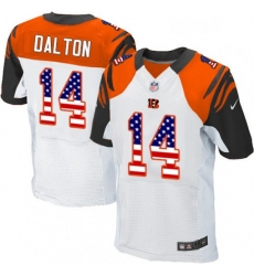 Mens Nike Cincinnati Bengals 14 Andy Dalton Elite White Road USA Flag Fashion NFL Jersey