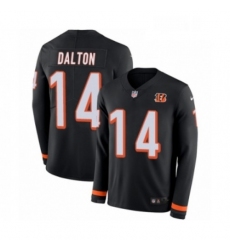 Mens Nike Cincinnati Bengals 14 Andy Dalton Limited Black Therma Long Sleeve NFL Jersey