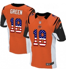 Mens Nike Cincinnati Bengals 18 AJ Green Elite Orange Alternate USA Flag Fashion NFL Jersey