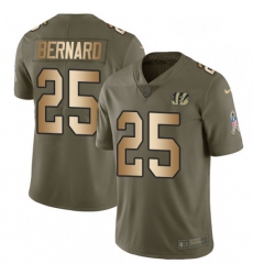 Mens Nike Cincinnati Bengals 25 Giovani Bernard Limited OliveGold 2017 Salute to Service NFL Jersey
