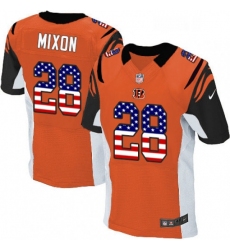 Mens Nike Cincinnati Bengals 28 Joe Mixon Elite Orange Alternate USA Flag Fashion NFL Jersey