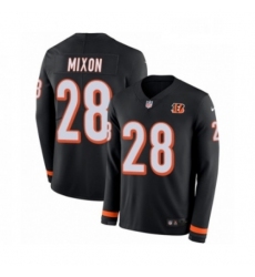 Mens Nike Cincinnati Bengals 28 Joe Mixon Limited Black Therma Long Sleeve NFL Jersey
