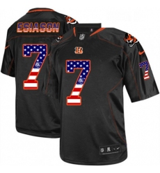 Mens Nike Cincinnati Bengals 7 Boomer Esiason Elite Black USA Flag Fashion NFL Jersey
