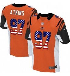Mens Nike Cincinnati Bengals 97 Geno Atkins Elite Orange Alternate USA Flag Fashion NFL Jersey