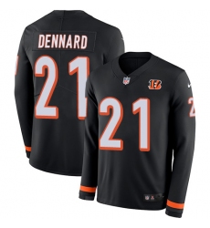 Nike Bengals #21 Darqueze Dennard Black Team Color Men Stitched NFL Limited Therma Long Sleeve Jersey