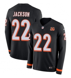 Nike Bengals #22 William Jackson Black Team Color Men Stitched NFL Limited Therma Long Sleeve Jersey