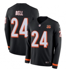 Nike Bengals 24 Vonn Bell Black Team Color Men Stitched NFL Limited Therma Long Sleeve Jersey