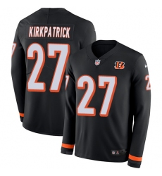 Nike Bengals #27 Dre Kirkpatrick Black Team Color Men Stitched NFL Limited Therma Long Sleeve Jersey