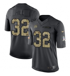 Nike Bengals #32 Jeremy Hill Black Mens Stitched NFL Limited 2016 Salute to Service Jersey