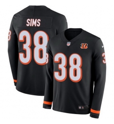 Nike Bengals 38 LeShaun Sims Black Team Color Men Stitched NFL Limited Therma Long Sleeve Jersey