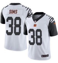 Nike Bengals 38 LeShaun Sims White Men Stitched NFL Limited Rush Jersey