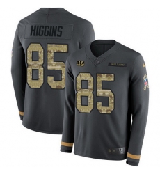 Nike Bengals 85 Tee Higgins Anthracite Salute to Service Men Stitched NFL Limited Therma Long Sleeve Jersey
