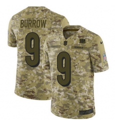 Nike Bengals 9 Joe Burrow Camo Men Stitched NFL Limited 2018 Salute To Service Jersey