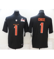 Nike Cincinati Bengals 1 Ja'Marr Chase Black 2022 Super Bowl LVI Vapor Limited Jersey