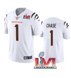 Nike Cincinati Bengals 1 Ja'Marr Chase White 2022 Super Bowl LVI Vapor Limited Jersey