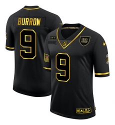Nike Cincinnati Bengals 9 Joe Burrow Black Gold 2020 Salute To Service Limited Jersey