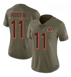 Bengals #11 John Ross III Olive Women Stitched Football Limited 2017 Salute to Service Jersey