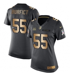 Nike Bengals #55 Vontaze Burfict Black Womens Stitched NFL Limited Gold Salute to Service Jersey