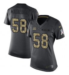 Nike Bengals #58 Rey Maualuga Black Womens Stitched NFL Limited 2016 Salute to Service Jersey