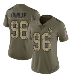 Nike Bengals #96 Carlos Dunlap Olive Camo Womens Stitched NFL Limited 2017 Salute to Service Jersey