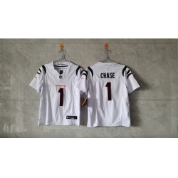 Women Cincinnati Bengals 1 Ja Marr Chase White F U S E  Stitched Vapor Football Jersey 