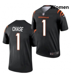 Women Cincinnati Bengals #1 Ja'Marr Chase Black 2021 Legend Football Jersey
