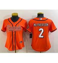 Women Cincinnati Bengals 2 Evan McPherson Orange With Patch Cool Base Stitched Baseball Jersey