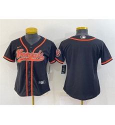 Women Cincinnati Bengals Blank Black With Patch Cool Base Stitched Baseball Jersey