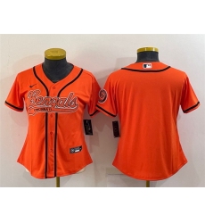 Women Cincinnati Bengals Blank Orange With Patch Cool Base Stitched Baseball Jersey