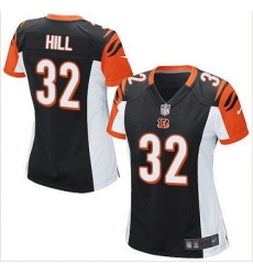 Women Nike Bengals #32 Jeremy Hill Black Team Color Stitched NFL Elite Jersey