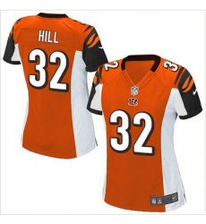 Women Nike Bengals #32 Jeremy Hill Orange Alternate Stitched NFL Elite Jersey